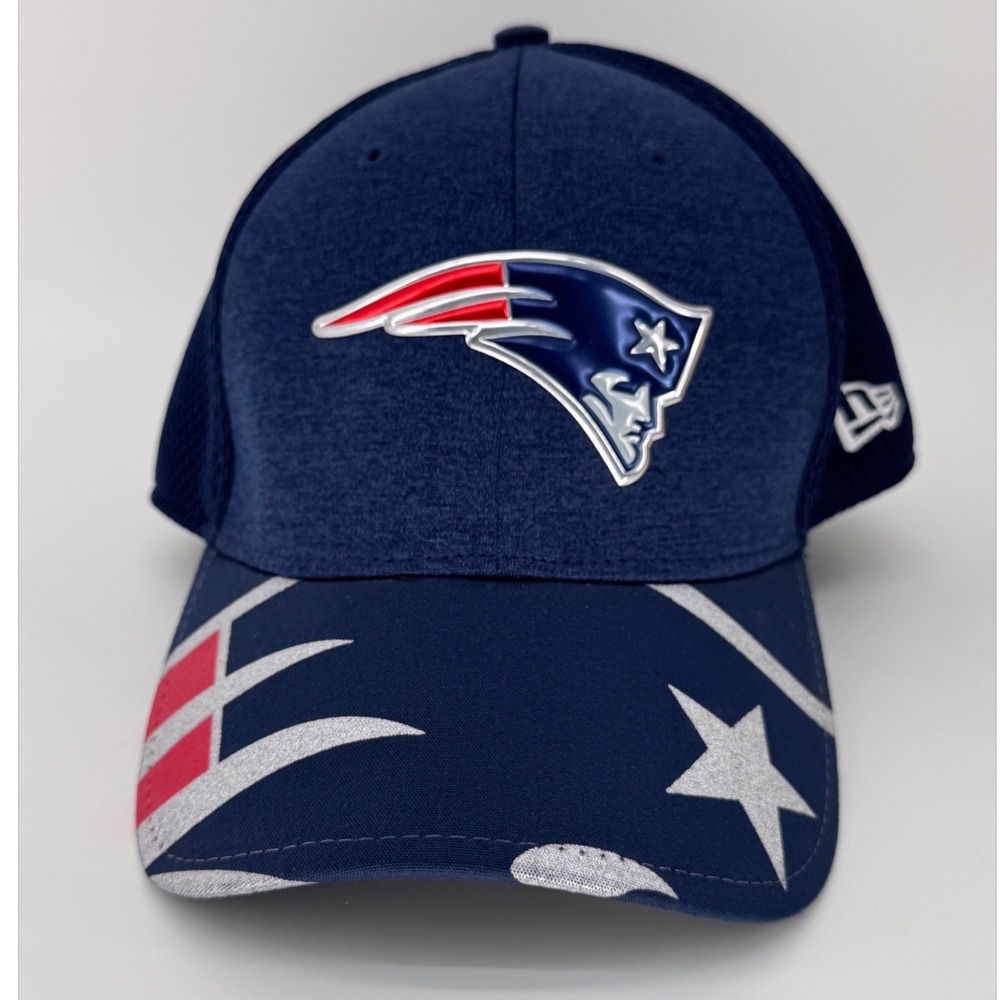 Patriots Hat Medium-Large Navy 39THIRTY Onstage 2017 FLEX New ERA Stretch Fit